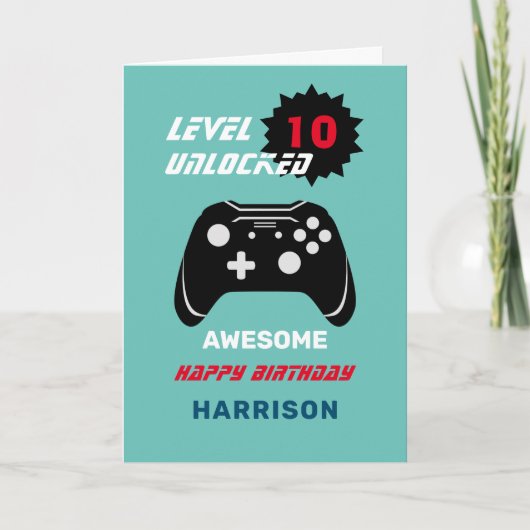 Level Up Gamer Kinder Gepersonaliseerde Leeftijd V Kaart (Voorkant)