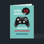 Level Up Gamer Kinder Gepersonaliseerde Leeftijd V Kaart<br><div class="desc">Gewoon het ding voor al die kinderen die graag computergegenereerde games spelen op hun consoles, je weet wel, ze kunnen zichzelf niet uit hun kamer slepen lol Dit "Level Unlocked" -ontwerp met het afbeelding van een controller is gemakkelijk aan te passen met een naam, leeftijd en bericht, voor die extra...</div>