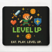 Level Up Gamer Mousepad – Retro Pixel Art Design Muismat (Voorkant)