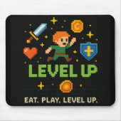 Level Up Gamer Muismat – Retro Pixel Stijl (Voorkant)