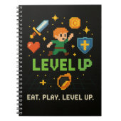 Level Up Gamer Notebook – Retro Pixel Gaming Style Notitieboek (Voorkant)