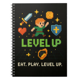 Level Up Gamer Notebook – Retro Pixel Gaming Style Notitieboek