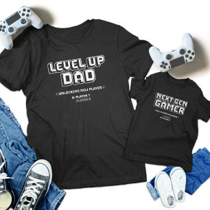 Level Up Gamer Papa Kind Next Gen Speler Matching T-shirt