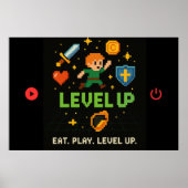 Level Up Gamer Poster – Pixel Retro 8-Bit Art (Voorkant)
