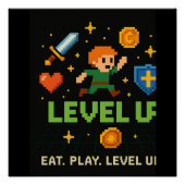 Level Up Gamer Poster – Retro Pixel Gaming Art (Voorkant)