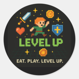 Level Up Gamer Sticker – Retro Pixel Gaming Art