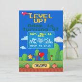 Level Up gamer verjaardagsfeestje Kaart (Staand voorkant)