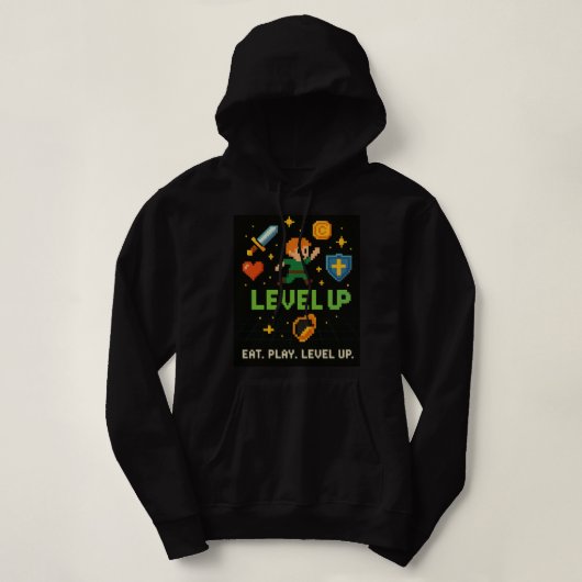 Level Up Gamer Women’s Hoodie – Retro Pixel Style (Design voorkant)