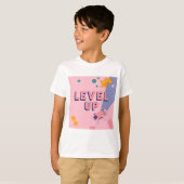 "Level Up" Gaming Illustration with Controller T-shirt (Voorkant volledig)
