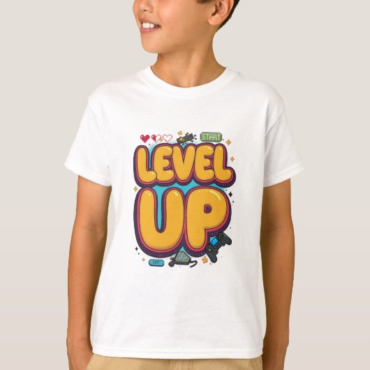Level Up! Gaming Motivation & Achievement T-shirt (Voorkant)