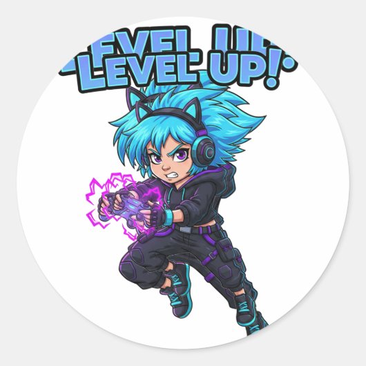 Level up gaming Sticker (Voorkant)