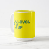 Level UP Gele mag Tweekleurige Koffiemok (Voorkant links)