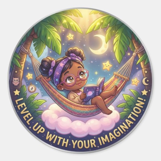 Level Up Imagine Classic Ronde Sticker (Voorkant)