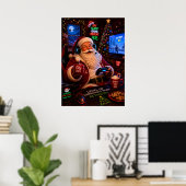 Level Up Kerstmodus Geactiveerd Gamer Sinterklaas Poster (Thuiskantoor)