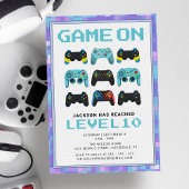 Level Up Kleurrijke Pixels Videogame Boy Verjaarda Kaart