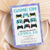 Level Up Kleurrijke Pixels Videogame Boy Verjaarda Kaart