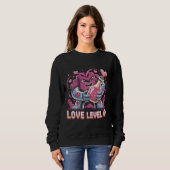 Level Up Love Voxel Roze Robot Hart Potion Retro Trui (Voorkant volledig)