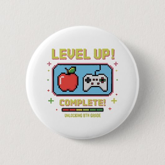 Level Up naar de 8e klas vrijgespeeld | Grappige G Ronde Button 5,7 Cm (Voorkant)