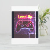 Level Up Neon Gamer Controller – Retro Pixel Art T Kaart (Staand voorkant)