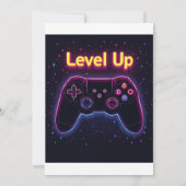 Level Up Neon Gamer Controller – Retro Pixel Art T Kaart (Achterkant)