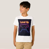 Level Up Neon Gamer Controller – Retro Pixel Art T T-shirt (Voorkant volledig)