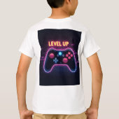 Level Up Neon Gamer Controller – Retro Pixel Art T T-shirt (Achterkant)