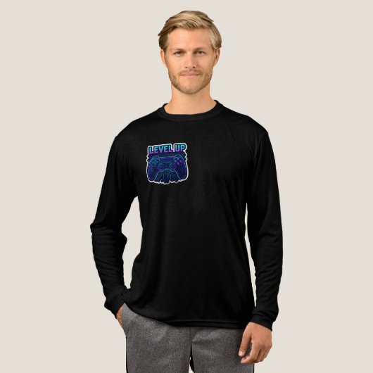 "Level Up Neon Gaming Controller Sticker Gamer op" Tri-Blend Shirt (Voorkant)
