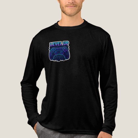 "Level Up Neon Gaming Controller Sticker Gamer op" Tri-Blend Shirt (Voorkant volledig)