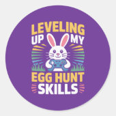 Level Up Pasen Eierjacht Gamer Konijn Sticker (Voorkant)