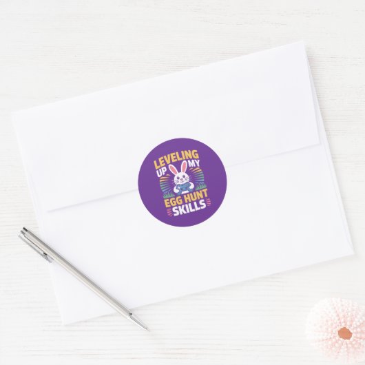 Level Up Pasen Eierjacht Gamer Konijn Sticker (Envelop)