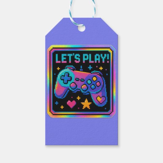 LEVEL UP Pixel Art Gamer Badge Cadeaulabel (Voorkant)