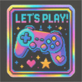 LEVEL UP Pixel Art Gamer Badge Sticker (Voorkant)