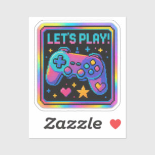 LEVEL UP Pixel Art Gamer Badge Sticker
