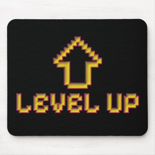 Level Up Pixel Muismat Retro Gamer Zwart (Voorkant)