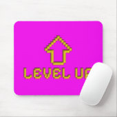 Level Up Retro Pixel Art Muismat Elektrisch Roze (Met muis)