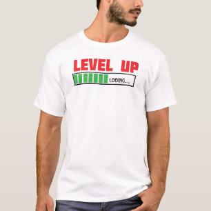 Level Up-tekst met een groene voortgangsbalk grafi T-shirt