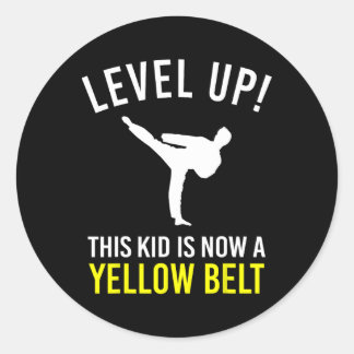 Level Up! This Kid Is Now A Yellow Belt Karate Awa Ronde Sticker