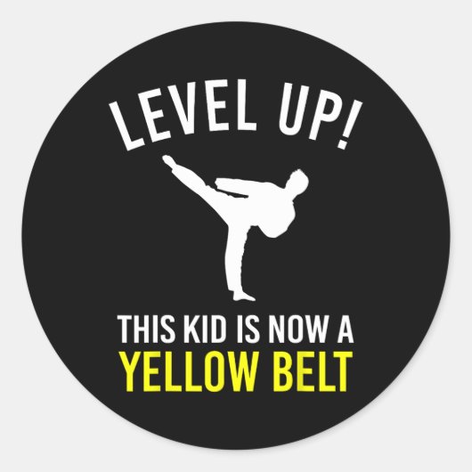 Level Up! This Kid Is Now A Yellow Belt Karate Awa Ronde Sticker (Voorkant)