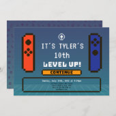 Level Up Verjaardag Uitnodiging Videogames (Voorkant / Achterkant)