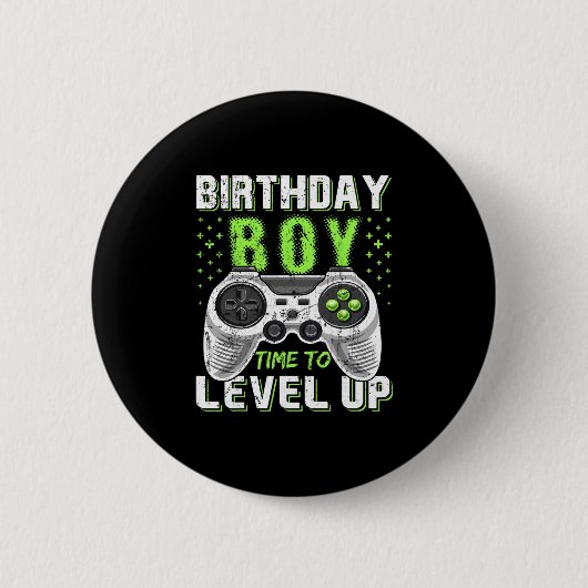 Level Up Verjaardagsvideo Game - Clic Fit Ronde Button 5,7 Cm (Voorkant)