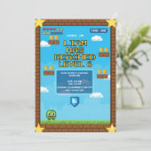 Level Up Video Game Birthday Party Invitation Kaart (Staand voorkant)