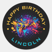 Level-up videogamecontroller ronde sticker (Voorkant)