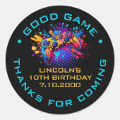 Level-up videogamecontroller ronde sticker (Voorkant)