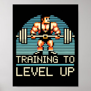 Level Up Videospel Gamer Fitnesscentrum Workout Ga Poster