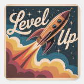 Level Up Vierkante Sticker (Voorkant)