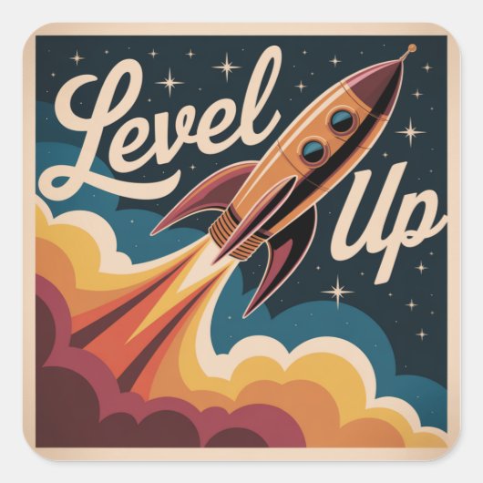 Level Up Vierkante Sticker (Voorkant)