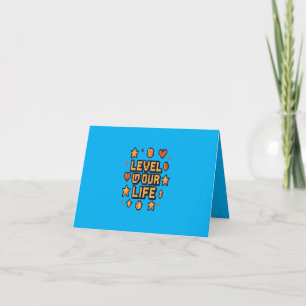 "Level Up Your Life" – Pixel Art Motivatie Desi Bedankkaart