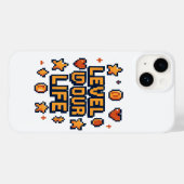 "Level Up Your Life" – Pixel Art Motivatie Desi Case-Mate iPhone Case (Achterkant (horizontaal))