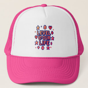 "Level Up Your Life" – Pixel Art Motivatie Desi Trucker Pet
