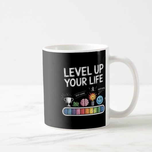 Level Up Your Life Progress Bar Gamer Motivation  Koffiemok (Rechts)